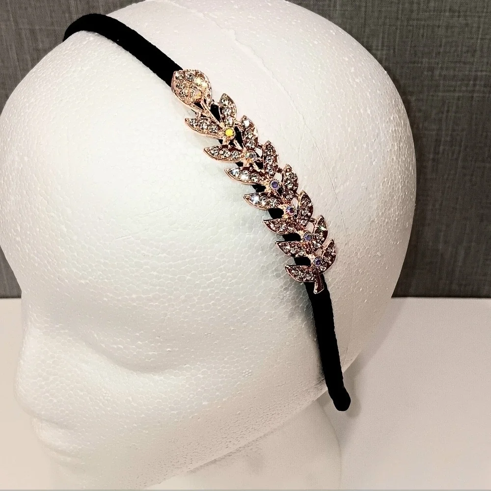 Sparkly Rhinestone Leaves Headband Bridal Wedding Guest Glam Fairycore Boho Chic